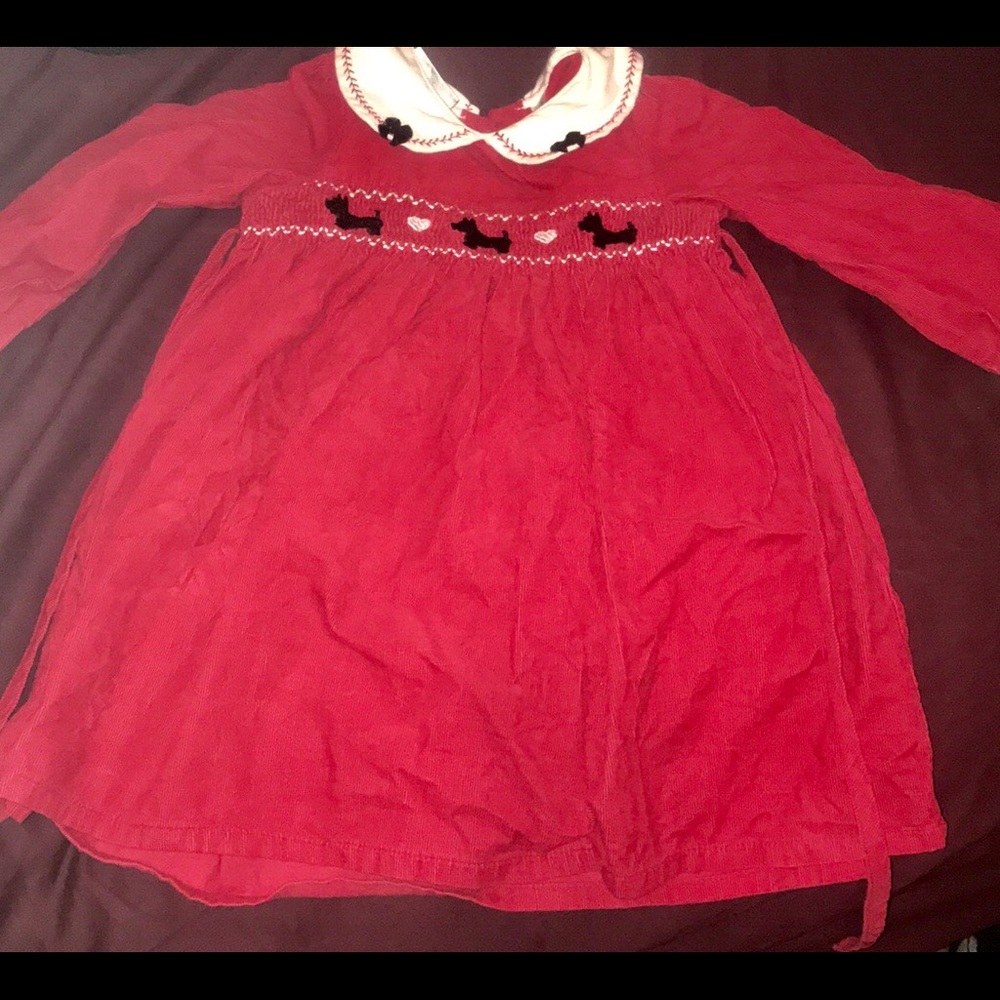 Red Smocked Christmas Dress Toddler Child 4 Scotty